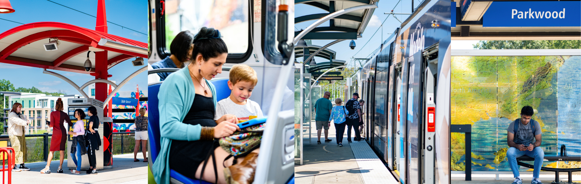 CATS riders waiting on and riding on transit